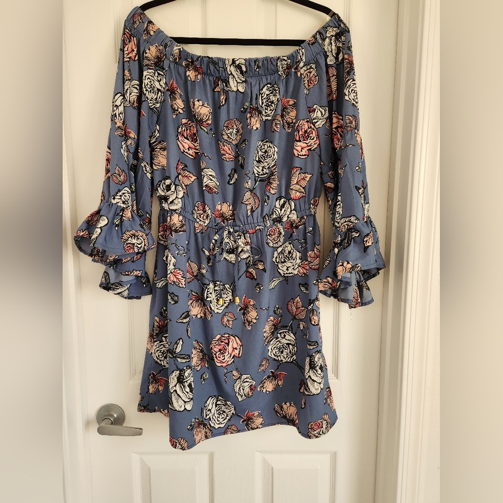 Off The Shoulder Flower Print Dress